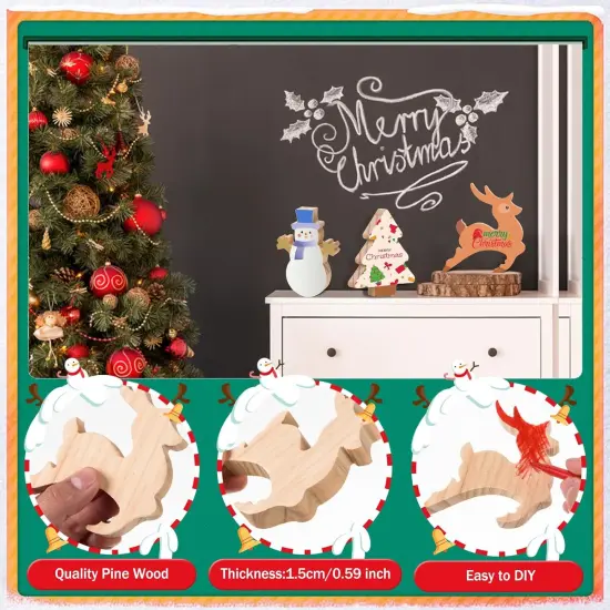 12 Pcs Unfinished Christmas Wooden Cutouts {5}