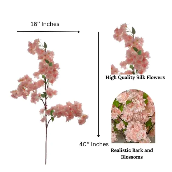Japan Blush Pink Silk Cherry Blossom Flower Branches Blush Pink 3 Pack 40 Inches, Wedding, Party, Event, Spring D&eacute;cor {4}