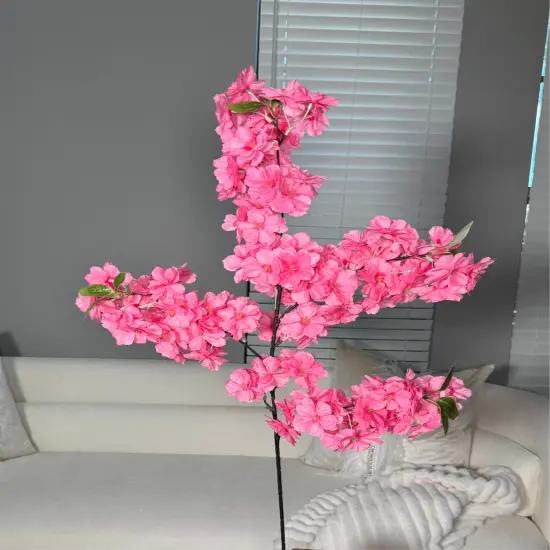 Sienna Hot Pink Silk Cherry Blossom Flower 3 Branches Pack 40'' Inches {4}