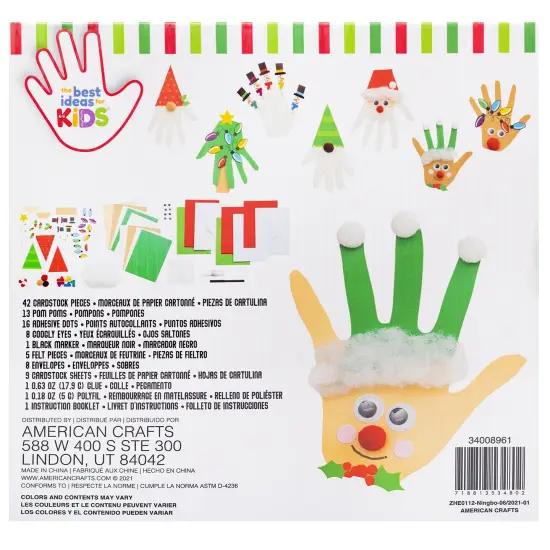 Colorbok Kids Christmas PDQ 4/pkg-Holiday Hand Print Card Kit {3}