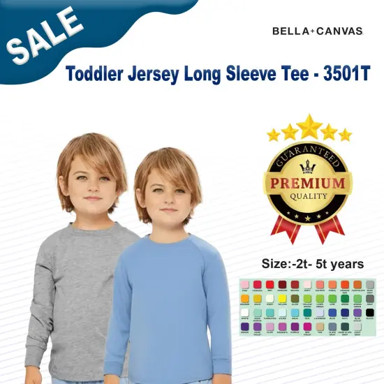 BELLA + CANVAS&reg; Toddler Jersey Long Sleeve Tee Heather columbia blu {2}