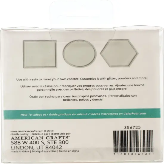 American Crafts Color Pour Resin Mold 3/Pkg-Coaster - Circle, Square & Hexagon {4}