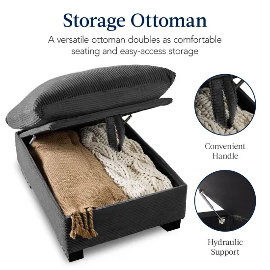 Best Choice Products 82in Modular Sectional Pillowtop Sofa w/ Ottoman & Storage Gray {6}