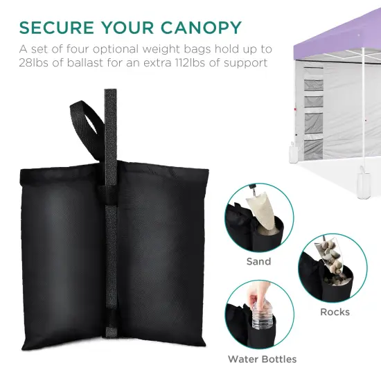 Best Choice Products 10x10ft Easy Setup Pop Up Canopy, Portable Tent w/ Side Wall, 1-Button Push, Case Lilac/White {6}