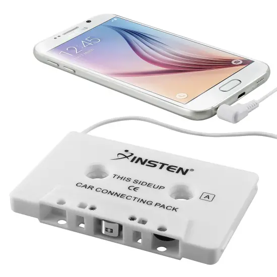 Insten Universal Car Audio Cassette Adapter, White for Apple iPad Mini 5 iPad Air 2019 iPhone 6 6s Samsung Galaxy S10 S10+ S9 S9+ Plus S8 S7 Note 5 4 LG K20 Plus K8v K7 Stylo 3 G4 G3 HTC One M7 M8 M9 {2}
