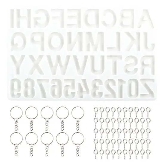 Alphabet Number Silicone Resin Mold Tray Kit, Epoxy Letters Keychains for Crafts Clear {1}