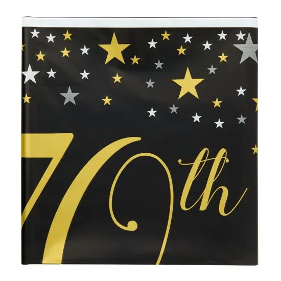 3 Pack 70th Birthday Plastic Table Covers, Disposable Tablecloths for Cheers to 70 Years Party Decorations (54 x 108 In) Black {4}