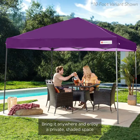 Best Choice Products 8x8ft Easy Setup Pop Up Canopy w/ 1-Button Setup, Wheeled Case, 4 Weight Bags Amethyst Purple {6}