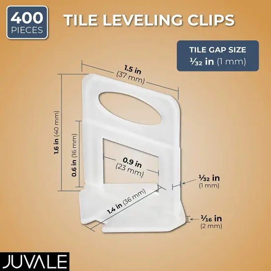 Reusable Tile Leveling System Clips (1/32 in, White, Plastic, 400 Pack) {2}