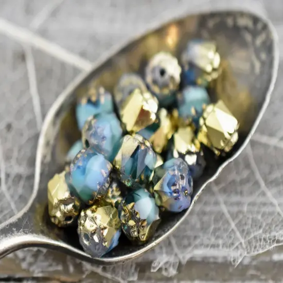 Gold Washed Turquoise Blend Cathedral Beads {5}