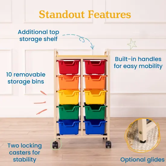 Mobile Organizer with 10 Storage Bins, Storage Cart {5}