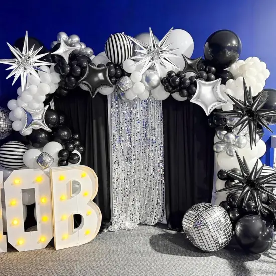 22/18/10 Inch Star Foil Mylar Balloon(Black Silver) {2}