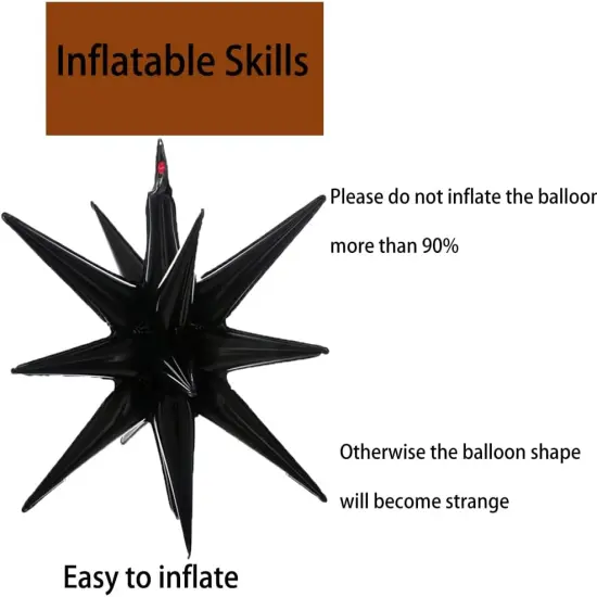 3 Pcs Black Explosion Star Foil Balloons {5}