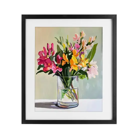 Stupell Industries Bold Blooms Glass Vase Framed Print Under Glass, design by Riley B {1}