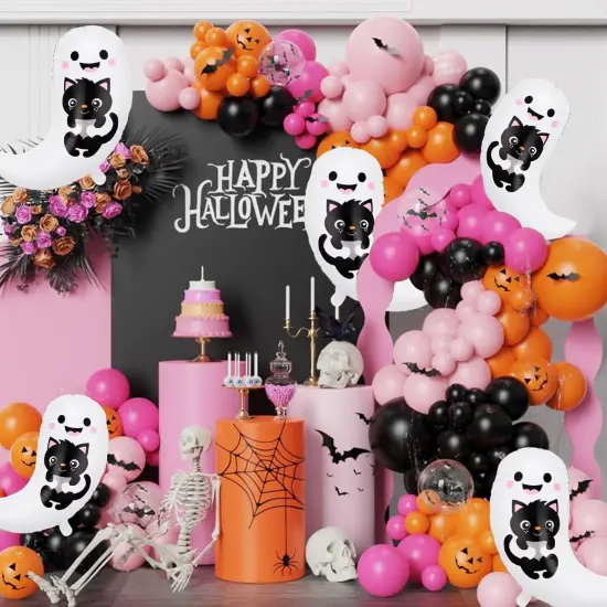 Halloween Scary Ghost with Black Cat Foil Balloons {3}