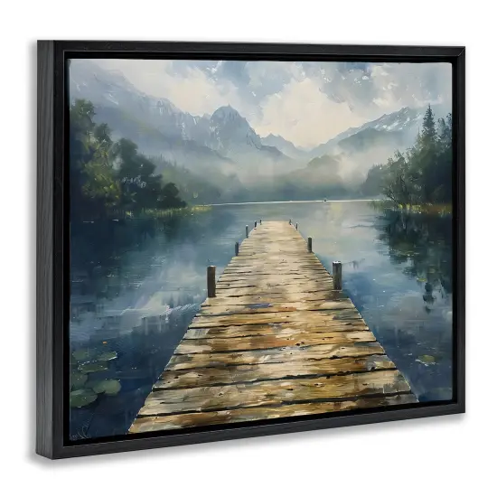 Stupell Industries Wooden Dock Over Lake Floating Frame, design by LSR Creative Studio {3}