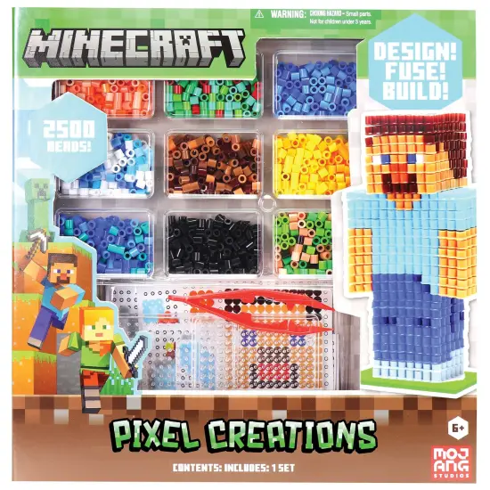 Tara Toy: 3D Pixel Creations - Minecraft - 2500 Beads Kit, DIY Your Own 3D Character Figure, Design-Fuse-Display, Building Art & Craft Set, Licensed {1}