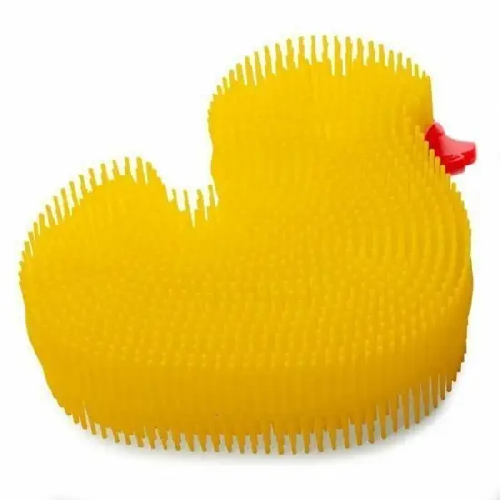 Norpro Silicone Dish Brush - Double Sided Multi Use Veggie Scrubber Pot Holder - Yellow (Duck) {1}