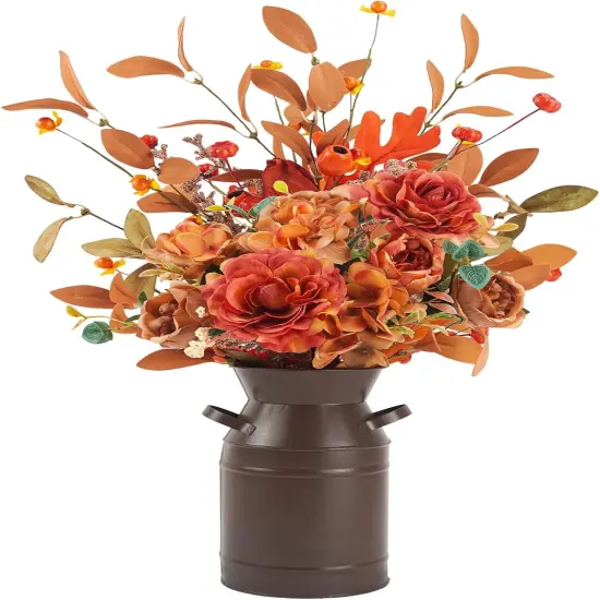 Fake Autumn Hydrangea Silk Flowers Bouquets with Fall Floral {1}