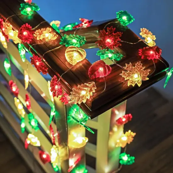 Fall Leaf Lights Thanksgiving Fairy String Lights {2}