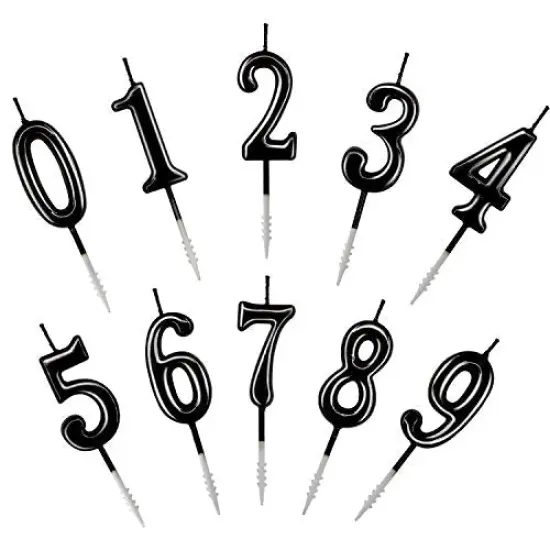 10 Pieces Black Numeral Birthday Candles - Numeric Candles for Cake Decoration, Includes Numbers 0-9, Ideal for Birthday Parties and Wedding Anniversary Celebrations {1}