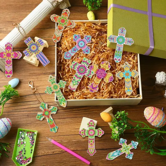 Painting Keychains Cross Diamond Art Keychains Kits for Adults Religious {2}