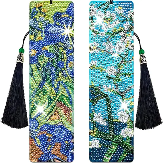 2 PCS Diamond Painting Bookmark Kit Iris & Apricot Blossom, {1}