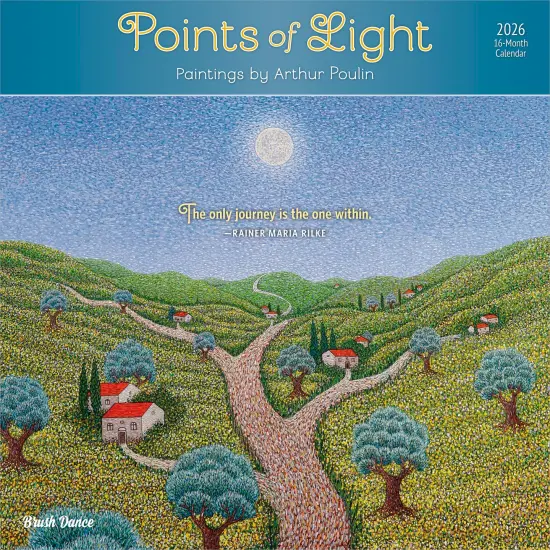 Points of Light | 2026 12 x 24 Inch (Hanging) Monthly Square Wall Calendar | Featuring the Artwork of Arthur Poulin | Plastic-Free {1}