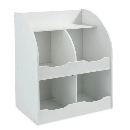 Badger Basket Four Bin Storage Cubby with Bookshelf White {1}