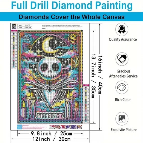 Halloween Skeleton King 5D Diamond Painting Kits - 12X16 Inch {3}
