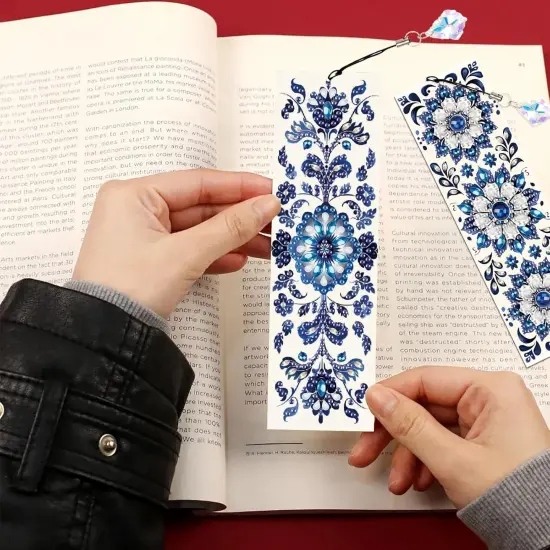4pcs Diamond Painting Bookmark Set - Blue and White Porcelain Pattern {5}