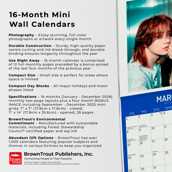 TXT OFFICIAL | 2026 7 x 14 Inch (Hanging) Monthly Mini Wall Calendar {6}