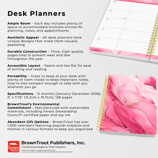 Crackled Blush | 2026 6x7.75 Inch Weekly Desk Planner | Foil Stamped Cover {6}