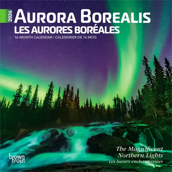 Aurora Borealis | 2026 7 x 14 Inch (Hanging) Monthly Mini Wall Calendar | English/French Bilingual {1}