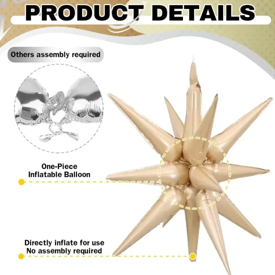 Caramel Star Balloon Foil Balloons Spike Cone Balloon for Birthday Baby Shower Wedding Boho Party Decorations {2}