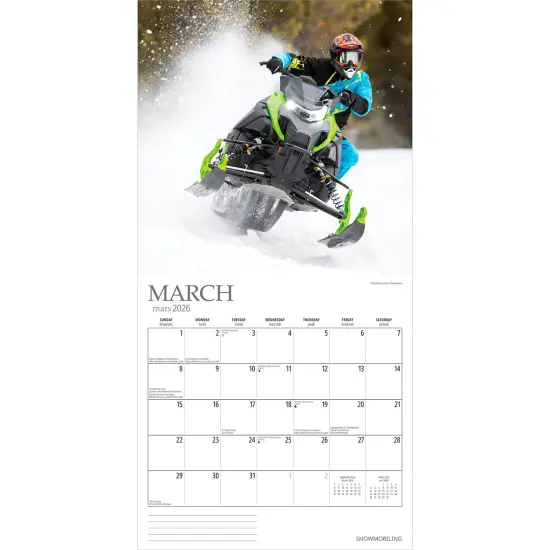 Snowmobiling | 2026 12 x 24 Inch (Hanging) Monthly Square Wall Calendar {3}