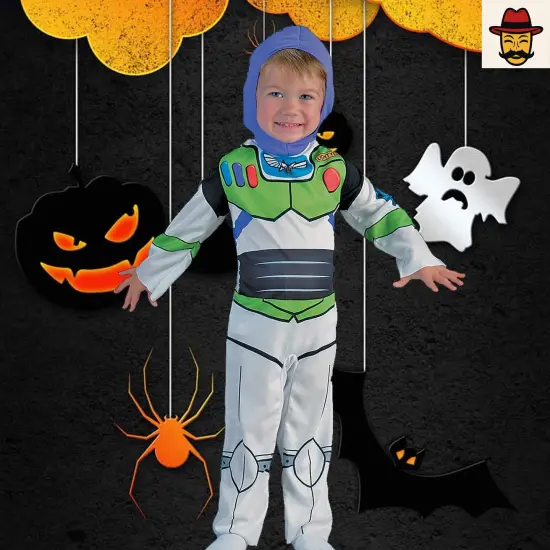 Boys Buzz Lightyear Costume from Toy Story with Hooded Jumpsuit for Halloween Fun {3}