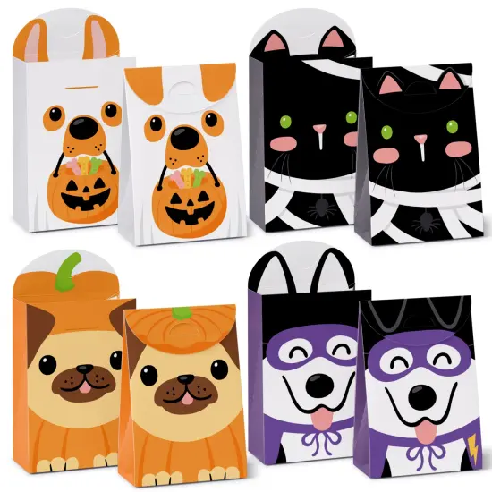 Big Dot of Happiness Halloween Pets - Assorted Cats and Dogs Gift Favor Classroom Treat Bags - Birthday Party Goodie Boxes - Set of 12 {1}