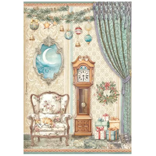 Stamperia Rice Paper Sheet A4-The Nutcracker Pendulum Clock And Chair {1}