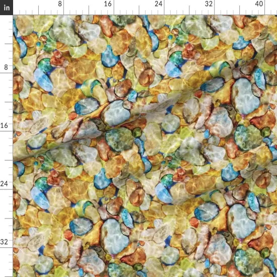 Various Fabrics by the Yard or Fat Quarter River Rocks Water Nature Lake Geology Geode Custom Printed Fabric by Spoonflower {1}