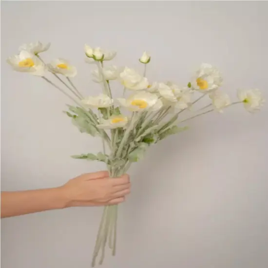 Artificial Poppy Silk Flowers Faux Poppy Flower Stems for Wedding Party Table Centerpiece Arrangement White {1}