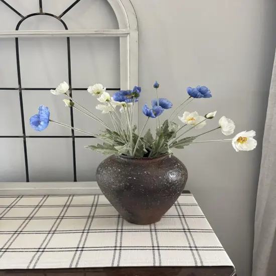 Artificial Poppy Silk Flowers Faux Poppy Flower Stems for Wedding Party Table Centerpiece Arrangement 6pcs blueorangewhite {3}