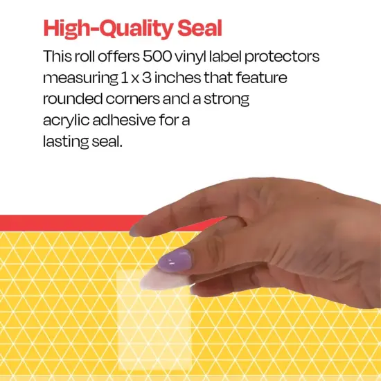 School Smart Vinyl Label Protectors, Round Corner Rectangle, 1 x 3 Inches, Clear, Pack of 500 {7}