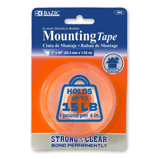 BAZIC 1" X 60" Double Sided Clear Mounting Tape {1}