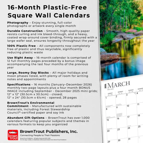 Blessings | 2026 12 x 24 Inch (Hanging) Monthly Square Wall Calendar | Plastic-Free {6}