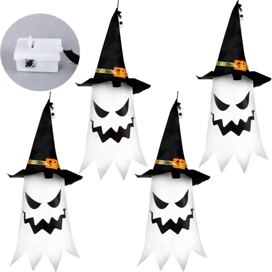 Ghost Witch Hat Halloween Decoration - Warm White {4}