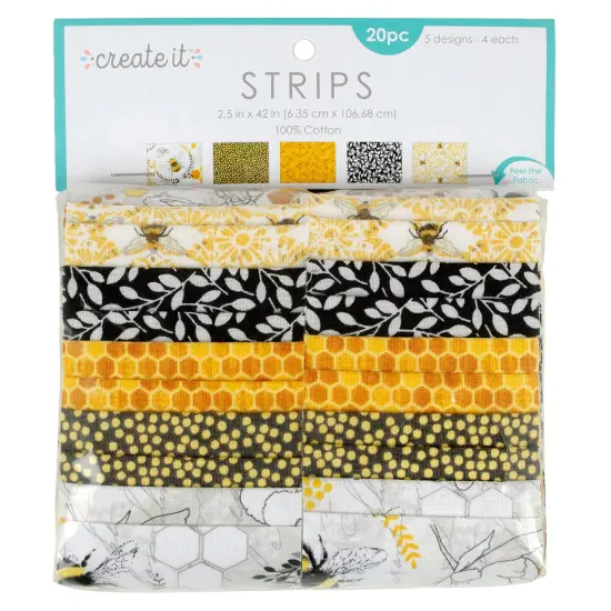 Fabric Editions Create It Assortment 2.5"X42" 20Pkg-5 Each Of 4 Designs -Bee {1}