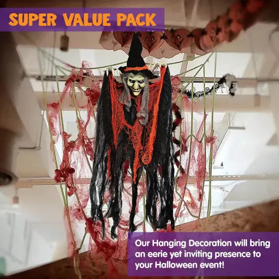 3 Pack 35&rdquo; Hanging Ghosts Witch Pumpkin Decor Hanging Halloween Decorations {2}