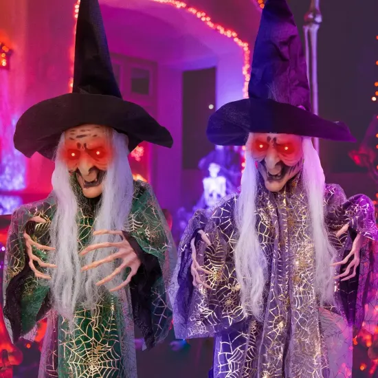 2 Pack Halloween Hanging Witch with Scary Sound Effect {3}