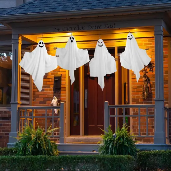 4PCS Hanging Ghosts Halloween Decorations - Spooky {4}